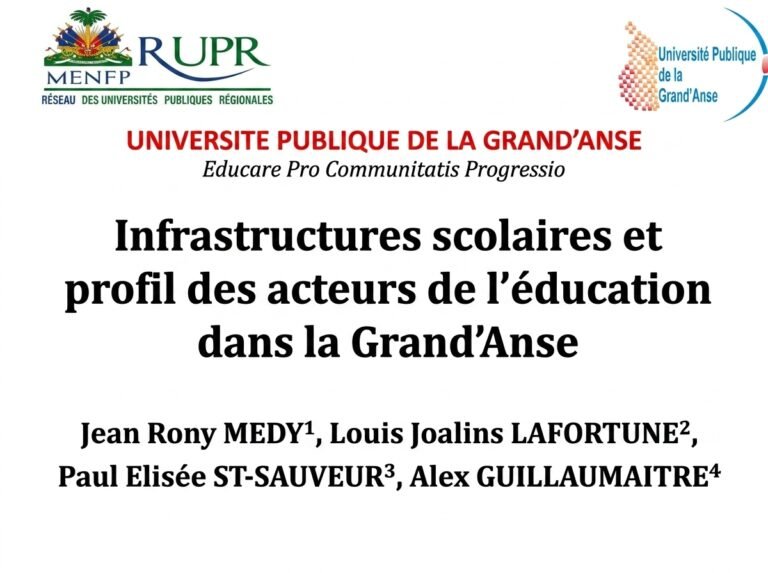 Grand’Anse : Une étude accablante de l’ERS-UPGA met à nu le système éducatif départemental